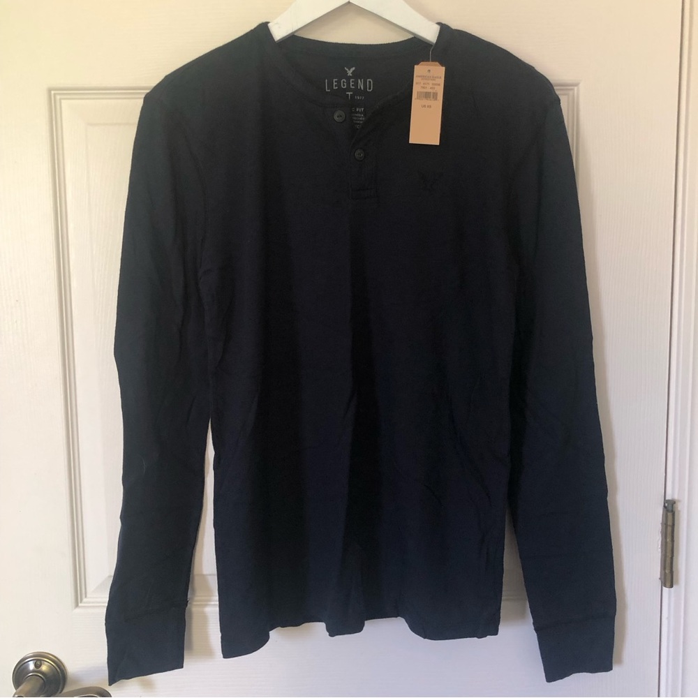 NWT AE Navy Long Sleeve Henley